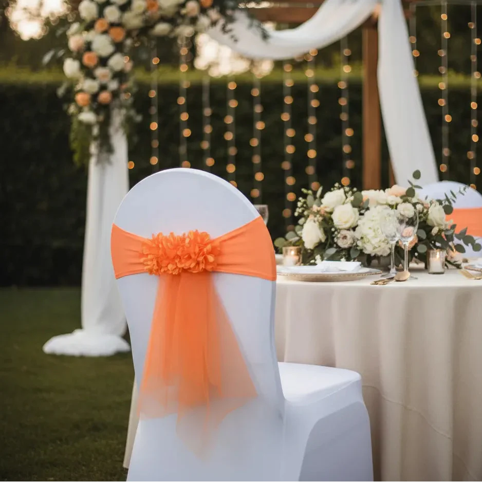 Ceinture Orange Florale pour Chaise Mariage – Image 2