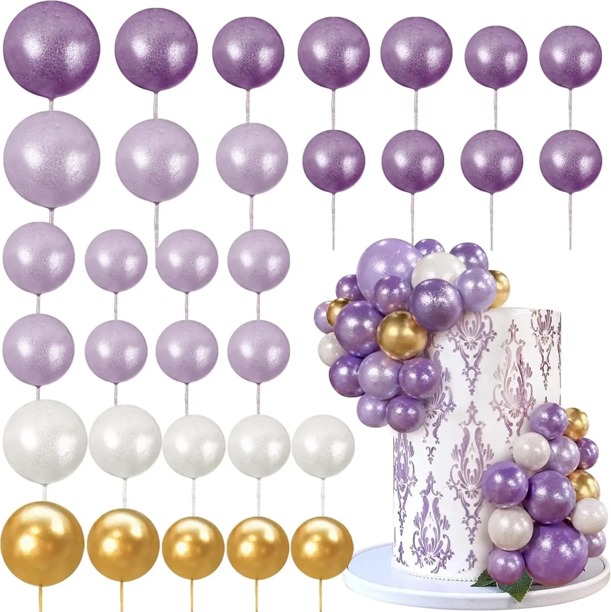 Pics à Gâteau Violets Dorés – Image 3