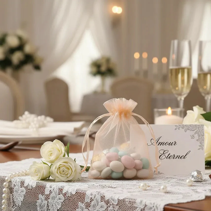 Sac à Dragées Mariage Minimaliste en Organza – Image 2