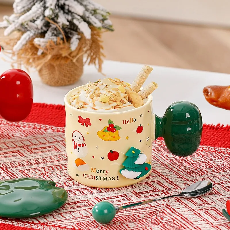 Tasse Noël en Porcelaine à Couvercle Verte – Image 3