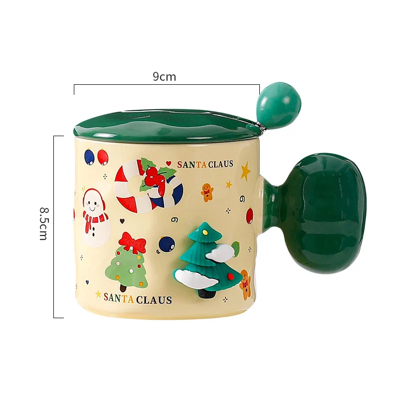 Tasse Noël en Porcelaine à Couvercle Verte – Image 5