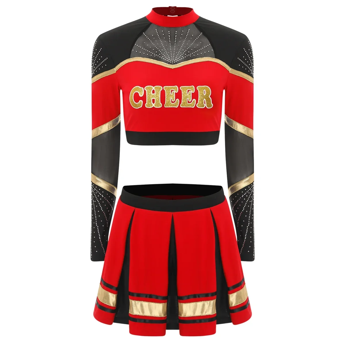 Tenue Pompom Girl Rouge à Manches Longues – Image 5