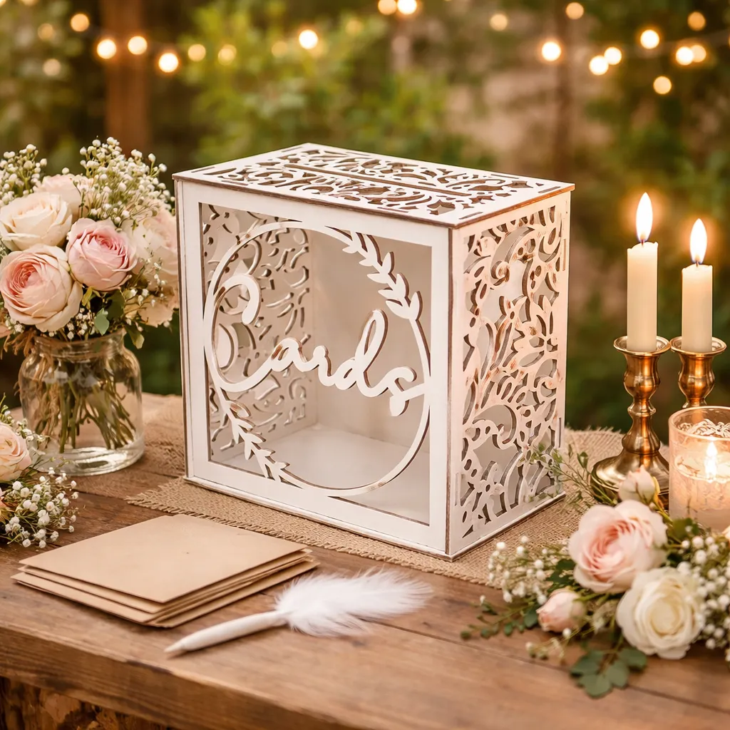 Urne à Enveloppes Mariage en Bois Blanc – Image 2